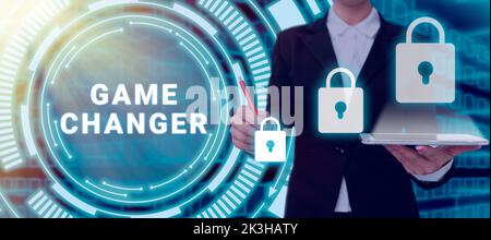 Display concettuale Game Changer. Business idea Sport dati segnapunti Gamestreams punteggi live Team amministratori Foto Stock