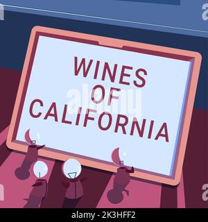 Sottotitoli concettuali Vini della California. Parola scritta su Best winemakers in USA Export Quality Beverage Foto Stock