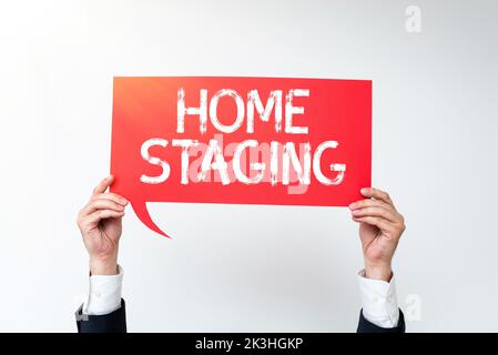 Scrittura visualizzazione testo Home Staging. Business Concept atto di preparare una residenza privata per la vendita sul mercato Foto Stock