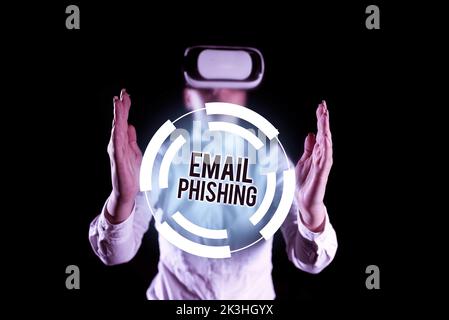 Didascalia concettuale Email PhishingEmail.com che può collegarsi a siti web che distribuiscono malware. E-mail concettuali con foto che possono essere collegate a siti Web che Foto Stock