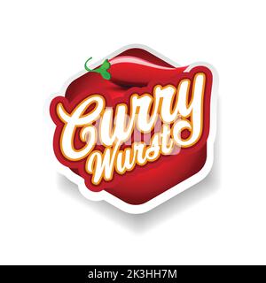 Cartello con scritto curry Wurst german food Illustrazione Vettoriale