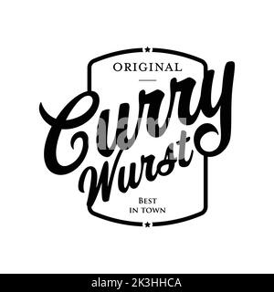 Cartello con scritto curry Wurst german food Illustrazione Vettoriale