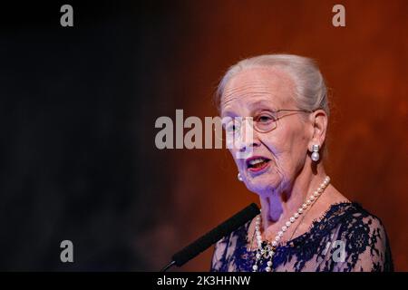 Oslo 20220926.la regina Margrethe di Danimarca parla durante la cena di gala al Grand Hotel il lunedì sera, in occasione del quale la regina è stata premiata con il premio linguistico dell'Associazione nordica. Foto: Javad Parsa / NTB Foto Stock