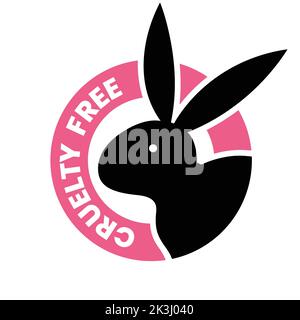 Badge nero e rosa crudeltà senza isolamento su sfondo bianco Illustrazione Vettoriale