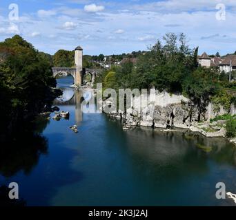 Il vecchio ponte romano Orthez, Francia Foto Stock