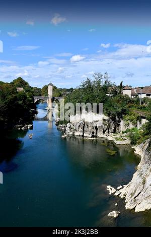 Il vecchio ponte romano Orthez, Francia Foto Stock
