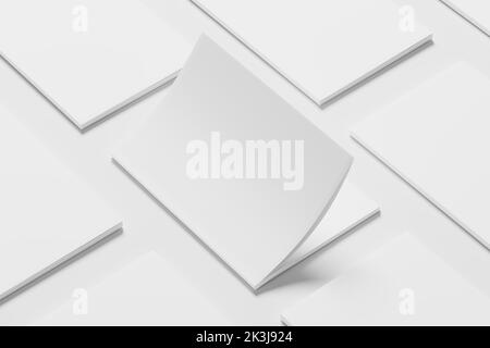 A4 A5 Brochure della rivista 3D rendering bianco Mockup Foto Stock