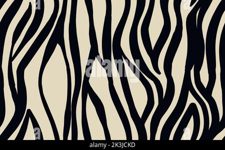 Astratto zebra moderna modello senza giunture. Animali sfondo alla moda. Illustrazione vettoriale decorativa in bianco e nero per stampa, cartoncino, cartolina Illustrazione Vettoriale