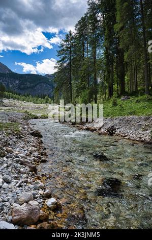 Un fiume in montagna a Radstatter Tauern nella valle di Kleinarl Foto Stock