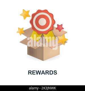 Icona Rewards. 3d illustrazione dalla raccolta crowdfunding. Creative Rewards 3D icona per web design, modelli, infografiche e altro ancora Illustrazione Vettoriale