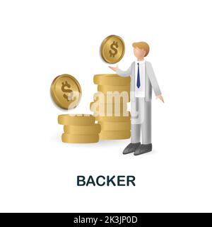 Icona backer. 3d illustrazione dalla raccolta crowdfunding. Creative Backer 3D icona per web design, modelli, infografiche e altro ancora Illustrazione Vettoriale