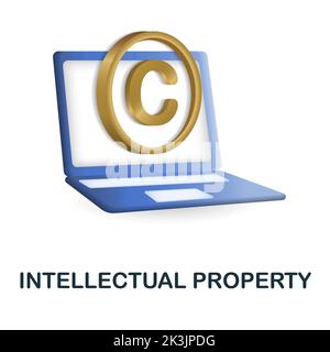 Icona della proprietà intellettuale. 3d illustrazione dalla raccolta crowdfunding. Creative Intellectual Property 3D icona per web design, modelli Illustrazione Vettoriale