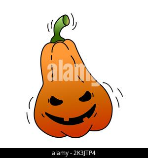 Un'illustrazione semplice del doodle di una zucca per Halloween. Illustrazione vettoriale. Illustrazione Vettoriale