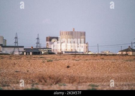 Centrale nucleare di notte, Dungeness Nuclear Site, Kent, Regno Unito Foto Stock