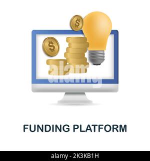 Icona piattaforma di finanziamento. 3d illustrazione dalla raccolta crowdfunding. Creative Funding Platform 3D icona per web design, modelli, infografiche e. Illustrazione Vettoriale