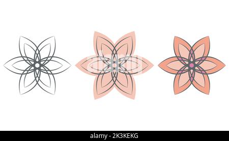 Set di icone Mandala, logo etnico in stile boho. Decorazione creativa fiore web, elementi isolati Illustrazione Vettoriale