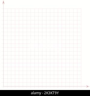 Carta griglia. Grafico matematico. Sistema di coordinate cartesiane con asse x, asse y. Sfondo quadrato con linee di colore. Modello geometrico per la scuola Illustrazione Vettoriale