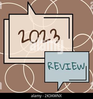 Scrittura di testo visualizzato 2023 Revisione. Idea di business vedere eventi o azioni importanti che hanno fatto l'anno precedente Foto Stock