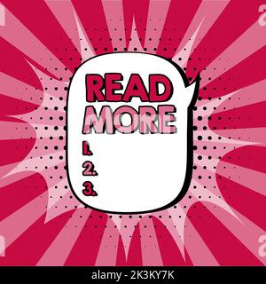 Scrittura visualizzazione testo Leggi tutto. La vetrina aziendale fornisce più tempo o una lettura approfondita per un argomento o un elemento specifico Foto Stock