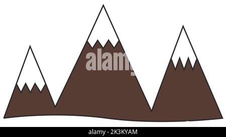 Montagna icona picco, ghiacciaio collina terreno inverno, paesaggio simbolo roccioso Illustrazione Vettoriale