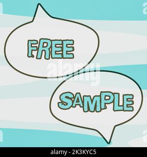 Testo che mostra il campione libero di ispirazione. Parte di concetto di affari dei prodotti dati ai consumatori nei centri commerciali di shopping Foto Stock