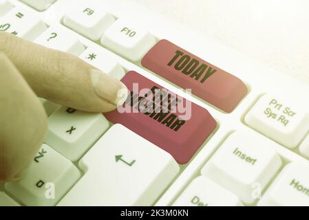 Seminario Web gratuito su Inspiration che mostra i segni. Seminario Word for Lecture che viene trasmesso sul Web Foto Stock