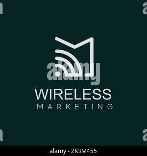 Il logo iniziale M - elegante ed elegante per le aziende di tecnologia wireless Illustrazione Vettoriale