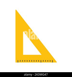 Righello triangolare. Strumento di misura per l'istruzione. Vettore isolato su bianco. Illustrazione Vettoriale