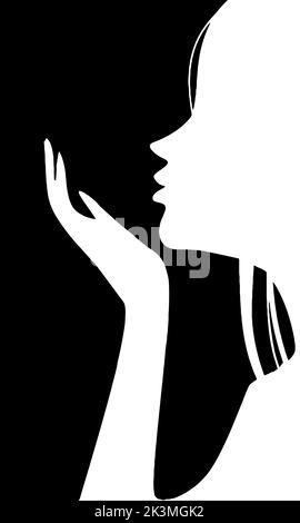 Arte digitale donna in bianco e nero Foto Stock