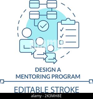 Design mentoring programma turchese concetto icona Illustrazione Vettoriale