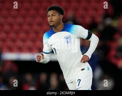 Sheffield, Inghilterra, 27th settembre 2022. Rhian Brewster of England in azione durante la partita internazionale amichevole a Bramall Lane, Sheffield. L'immagine di credito dovrebbe essere: Andrew Yates / Sportimage Foto Stock