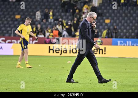 L'allenatore svedese Janne Andersson dopo la partita di calcio della UEFA Nations League tra Slovenia e Svezia alla Friends Arena, Stoccolma, Svezia 27 settembre 2022. Foto: Claudio Bresciani / TT / kod 10090 Foto Stock