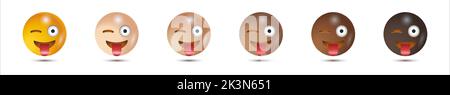 3D sorrisi. Illustrazione vettoriale. Emoji. Isolato 3D. Vector Emoji. Per app Illustrazione Vettoriale