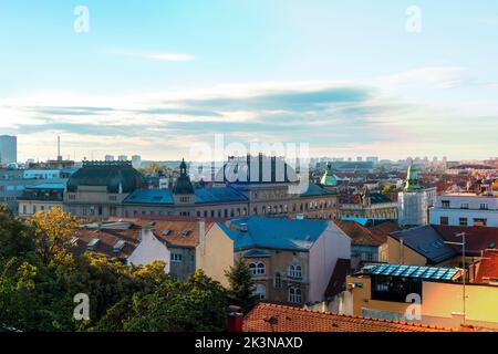Splendida vista panoramica della città di Zagabria, Croazia. Foto Stock