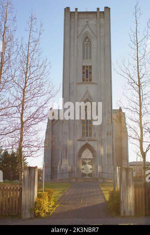 Cattedrale cattolica di Landakotskirkja in Islanda Foto Stock