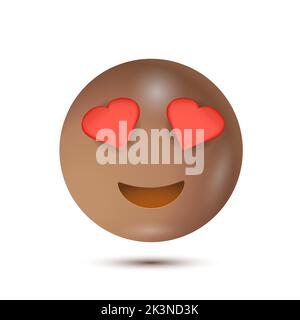 Occhi del cuore. Illustrazione vettoriale. Disegno sorridente del carattere di emoticon. 3D emoticon per il web. Vettore Emoticon. Per interfaccia ui Illustrazione Vettoriale
