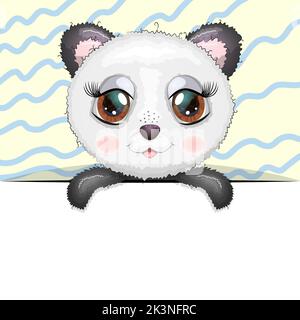 Biglietto d'auguri carino animaletto in possesso di un poster con posto per il testo. Illustrazione Vettoriale