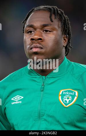 Dublino, Irlanda. 27th Set, 2022. Michael Obafemi d'Irlanda durante la UEFA Nations League, Lega B, Gruppo 1 partita tra Repubblica d'Irlanda e Armenia allo stadio Aviva di Dublino, Irlanda, il 27 settembre 2022 (Foto di Andrew SURMA/ Credit: Sipa USA/Alamy Live News Foto Stock