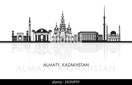 Silhouette Skyline panorama della città di Almaty, Kazakhstan - illustrazione vettoriale Illustrazione Vettoriale