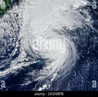 CANADA - - satellite vista dell'uragano Fiona che ha cominciato la settimana che ha provocato il caos nell'Atlantico tropicale, causando danni diffusi a Guadalupe, pu Foto Stock
