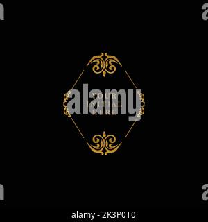 Una cornice dorata lussuosa ed elegante con spazio iniziale su sfondo nero Illustrazione Vettoriale
