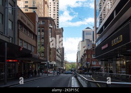 Si affaccia su Pitt Street nel CBD di Sydney Foto Stock