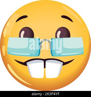 emoji nerd piatto Illustrazione Vettoriale