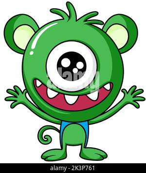 Carina illustrazione del personaggio di un mostro con occhi Illustrazione Vettoriale