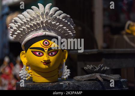 Facciata splendidamente decorata della Dea Indù Durga. Foto Stock