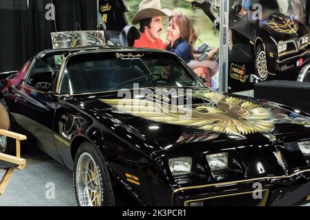 DETROIT, MI/USA - 1 marzo 2019: Un 1977 Pontiac Firebird Trans am guidato da Burt Reynolds e Sally Field in 'Smokey and the Bandit', Detroit Autorama. Foto Stock