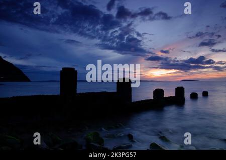 Penmaenmawr Beach, Conwy, Galles del Nord, Regno Unito, Foto Stock