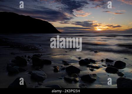 Penmaenmawr Beach, Conwy, Galles del Nord, Regno Unito, Foto Stock