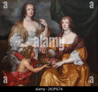 Lady Elizabeth Thimbelby e sua sorella della pittrice barocca fiamminga Anthony van Dyck alla National Gallery, Londra, Regno Unito Foto Stock