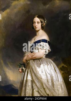 Regina Vittoria (1819-1901) del Regno Unito di Gran Bretagna e Irlanda (1837-1901) come giovane donna nel 1837, ritratto dipinto ad olio su tela di Franz Xaver Winterhalter, 1842 Foto Stock